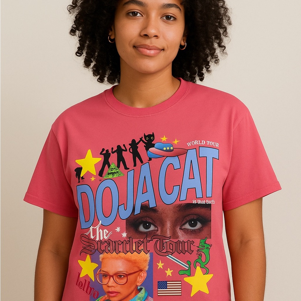 Official Doja Cat "The Scarlet Tour" Tee - Unisex Adult Pink Tee